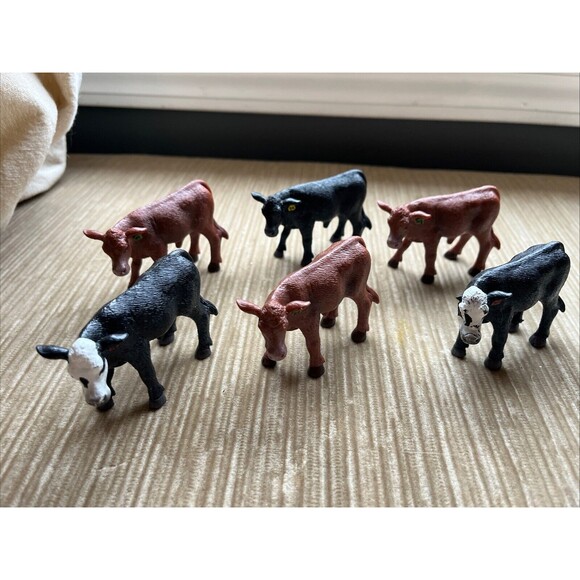 Little Busters Toys Set Of 6 Cows Lot Nice Condition Red, Green, Yellow Tags - Picture 4 of 5
